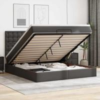 vidaXL Ottoman bed met matras en LED's 160x200cm kunstleer zwart