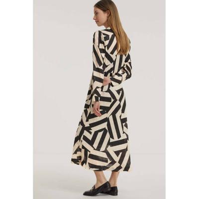Expresso maxi jurk Babette met all over print beige/zwart