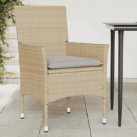 Tuinstoelen 2 st met kussens poly rattan beige - thumbnail