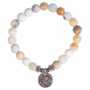 Elastische Mala Armband Amazoniet met Ohm