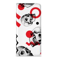 Mobiel BookCase Motorola Moto E20 Skull Red