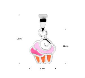 Hanger Cupcake zilver-emaille meerkleurig