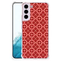 Samsung Galaxy S22 Doorzichtige Silicone Hoesje Batik Rood - thumbnail