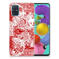 Silicone Back Case Samsung Galaxy A51 Angel Skull Rood