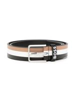 BOSS Kidswear ceinture rayée en cuir artificiel - Marron