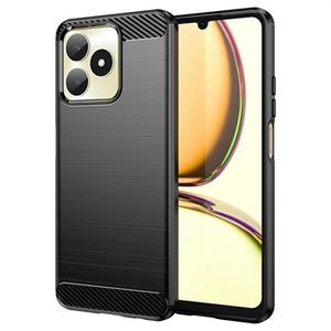 Realme C53/Narzo N53 Geborsteld TPU Hoesje - Koolstofvezel - Zwart