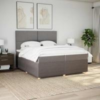vidaXL Boxspring met matras stof taupe 200x200 cm