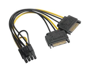 Akasa AK-CBPW19-15 kabeladapter/verloopstukje 6+2pin PCIe SATA Zwart