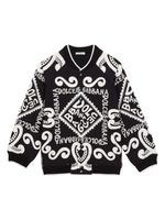 Dolce & Gabbana Kids veste bomber en coton à logo imprimé - Noir