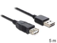 Delock USB-kabel USB 2.0 USB-A stekker, USB-A bus 5.00 m Zwart Stekker past op beide manieren, Vergulde steekcontacten, UL gecertificeerd 83373 - thumbnail