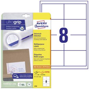 Avery-Zweckform 4782 Universele etiketten 97 x 67.7 mm Papier Wit 240 stuk(s) Permanent hechtend Inkjet, Laser (zwart/wit), Laser (kleur), Kopiëren