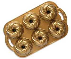 Nordic Ware Bakvorm Swirl Bundtette Goud - 6 stuks