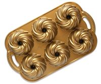 Nordic Ware Bakvorm Swirl Bundtette Goud - 6 stuks