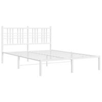 vidaXL Bedframe met hoofdbord metaal wit 140x190 cm, tweepersoonsbed, bedden, ledikant, bed, bedombouw, metalen bedframe, logeerbed