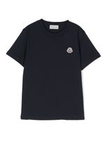 Moncler Enfant t-shirt en coton à patch logo - Bleu