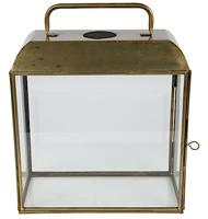 Luxury label windlicht Viktor 14 x 33,5 cm staal roestbruin