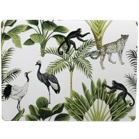 Rechthoekige placemat jungle print wit kurk 30 x 40 cm   -