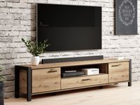 Tv-meubel ATIK 2 deuren 1 lade 210 cm mat zwart/taurus eik - thumbnail