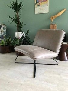 Leren fauteuil zonder armleuning met kruisframe - bruin leer - Echt leer, Industrieel, ontdek de vele Leersoorten en Kleuren bij ShopX