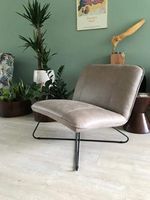 Leren fauteuil zonder armleuning met kruisframe - bruin leer - Echt leer, Industrieel, ontdek de vele Leersoorten en Kleuren bij ShopX - thumbnail