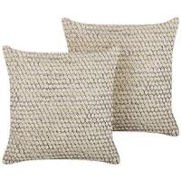 Beliani - HOWEA - Sierkussen set van 2 - Beige - 45 x 45 cm - Katoen