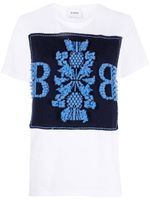 Barrie t-shirt en coton à patch en cachemire - Blanc