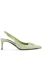 Dolce & Gabbana logo-plaque raffia slingback pumps - Vert