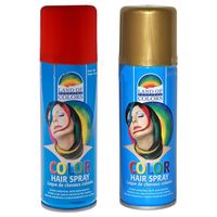 Set van 2x kleuren carnaval haarverf/haarspray van 111 ml - Rood en Goud