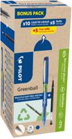 Pilot Greenball roller, medium punt, 10 rollers + 10 vullingen, medium, blauw