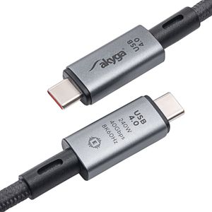 Akyga USB-kabel USB-C stekker, USB-C stekker 1.00 m Grijs AK-USB-45