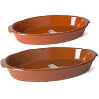 Ovenschalen set 2 stuks 3,9 liter en 8,3 liter terracotta aardewerk