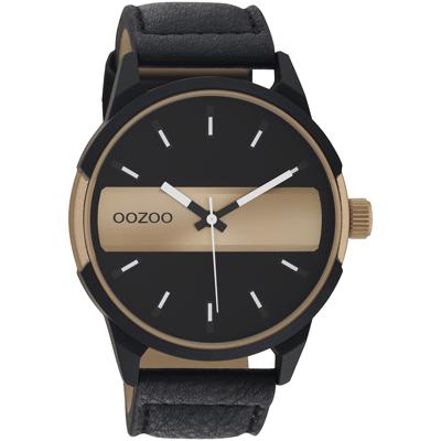 OOZOO C11001 Horloge Timepieces staal-leder zwart-champagne 48 mm OOZOO C11001 Horloge Timepieces staal-leder zwart-champagne 48 mm