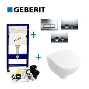 Geberit UP100 Toiletset 54 Villeroy & Boch O.Novo DirectFlush Compact Met Bril En Drukplaat