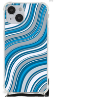 iPhone 14 Plus Doorzichtige Silicone Hoesje Waves Blue - thumbnail