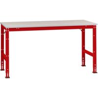 Manuflex AU4061.3003 Werk achtergrond tafel universele standaard met melamine schijf, bxdxh = 1500 x 1000 x 760-870 mm Robijn-rood