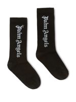 Palm Angels Kids chaussettes nervurées à logo en intarsia - Noir