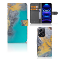 Xiaomi Poco X5 Pro | Note 12 Pro 5G Bookcase Marble Blue Gold - thumbnail