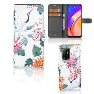 OPPO Reno5 Z | A94 5G Telefoonhoesje met Pasjes Bird Flowers