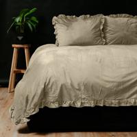 Ruffles Velvet Dekbedovertrek Taupe-1-persoons (140 x 200/220 cm) - thumbnail