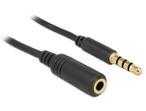 Delock 84666 Stereo Jack Verlengkabel 3,5 mm 4-pins male naar female 1 m zwart