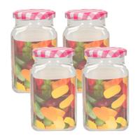 Weckpot/inmaakpot Classic - 4x - 500 ml - kunststof - draaideksel - roze - D7 x H13 cm - thumbnail