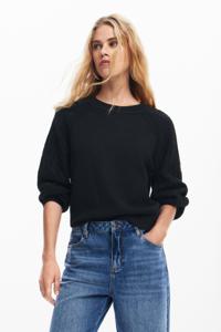 Trui met textuurmouwen - BLACK - XL