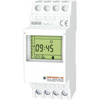 Suevia DigiPro 2 Schakelklok voor DIN-rails 2x wisselcontact 16 A 250 V/AC Dagprogramma, Weekprogramma, Vakantieprogramma, Impulsprogramma