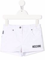 Moschino Kids chemise en jean à logo imprimé - Blanc