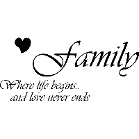 Family, Where life begins - Muursticker - thumbnail