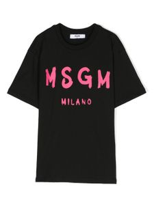 MSGM Kids t-shirt en coton à logo imprimé - Noir