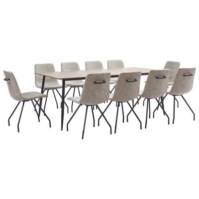 vidaXL 11-delige Eethoek kunstleer grijs