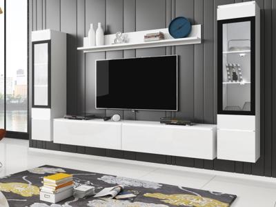 Tv-meubel set VITTORIO 6 deuren hoogglans wit met verlichting