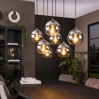 Hanglamp Bubble Shaded met 7 smoke-glas bollen - Oud zilver - thumbnail