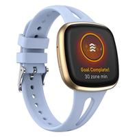 By Qubix - Compatible met Fitbit Versa 3 & 4 / Sense 1 & 2 - Sportbandje druppel design - Large - Lila - Compatible fitbit bandje